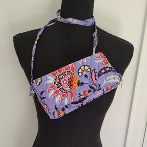 Vera Bradley Crossbody Wallet Magnetic Closure Purple Floral